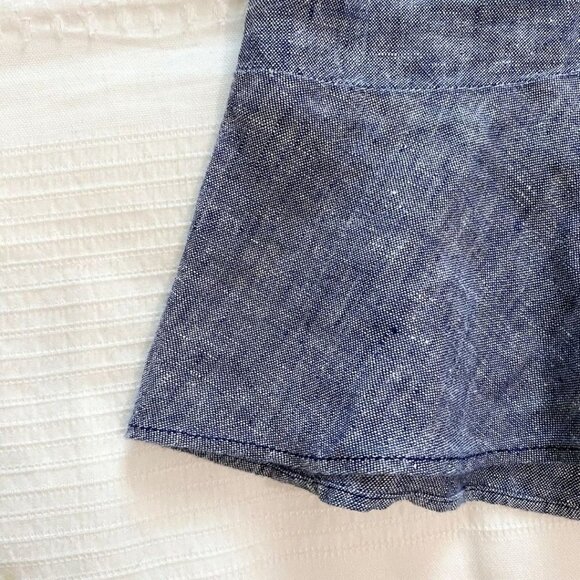 LORD & TAYLOR 100% LINEN BLUE CHAMBRAY SLEEVELESS V-NECK MAXI DRESS - XS - Picture 7 of 8